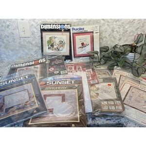 12 Vintage Sunset Bucilla Dimensions Counted Cross Stitch Needle‎ Work Kits READ